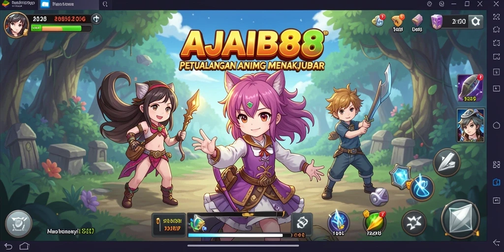 Tampilan penuh warna dan karakter ikonik dalam AJAIB88.