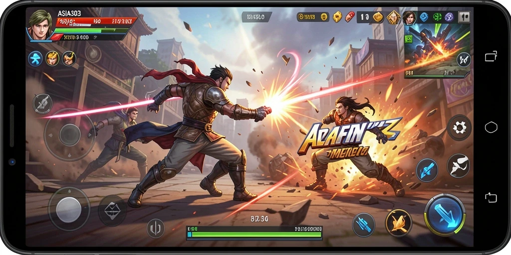 Tangkapan layar gameplay ASIA303 menunjukkan aksi pertarungan yang mendebarkan.