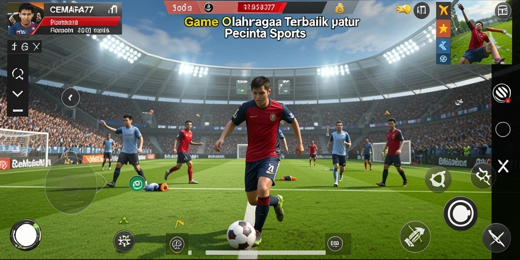 Tampilan gameplay menarik dalam CEMARA77 yang menampilkan aksi olahraga.