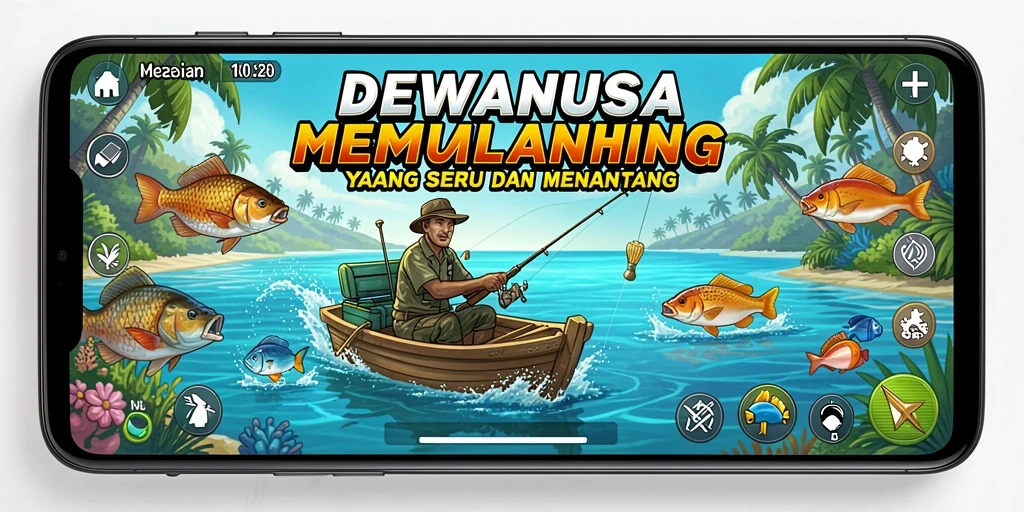 Tampilan gameplay DEWANUSA yang realistis dan menawan saat memancing.
