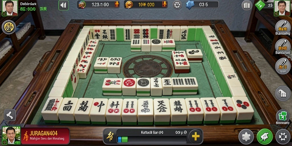 Tampilan menarik dari gameplay JURAGAN404 Mahjong.