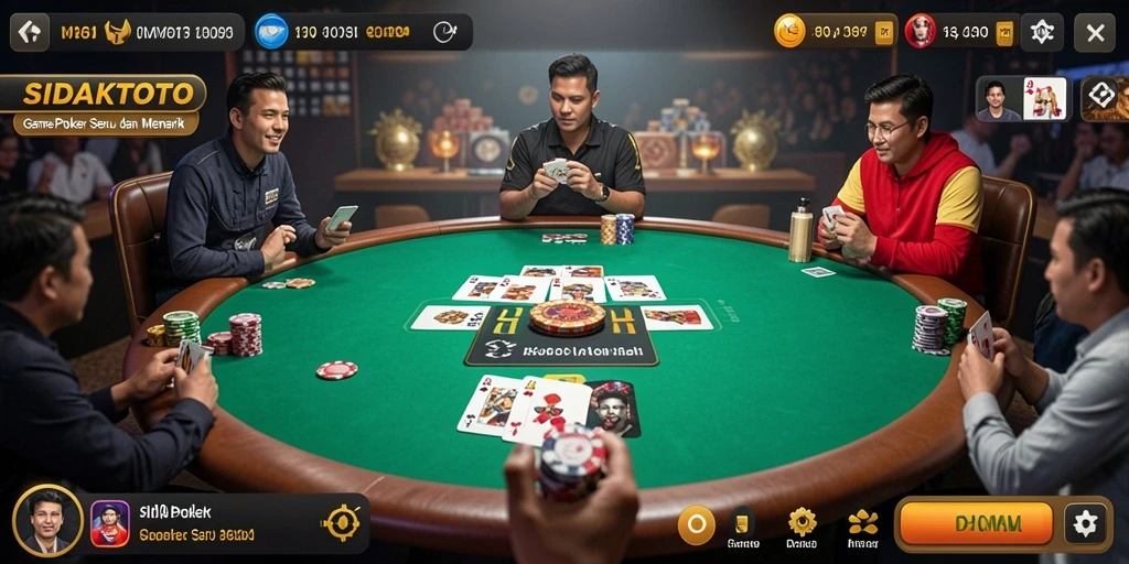 Tampilan menarik dari gameplay SIDAKTOTO saat bermain Poker.