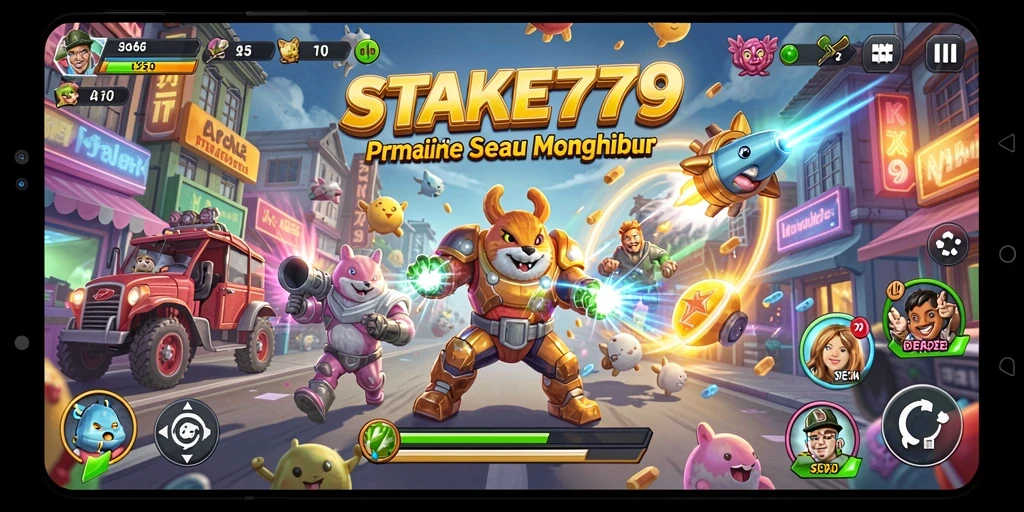 Tampilan gameplay STAKE779 yang penuh warna dan seru.