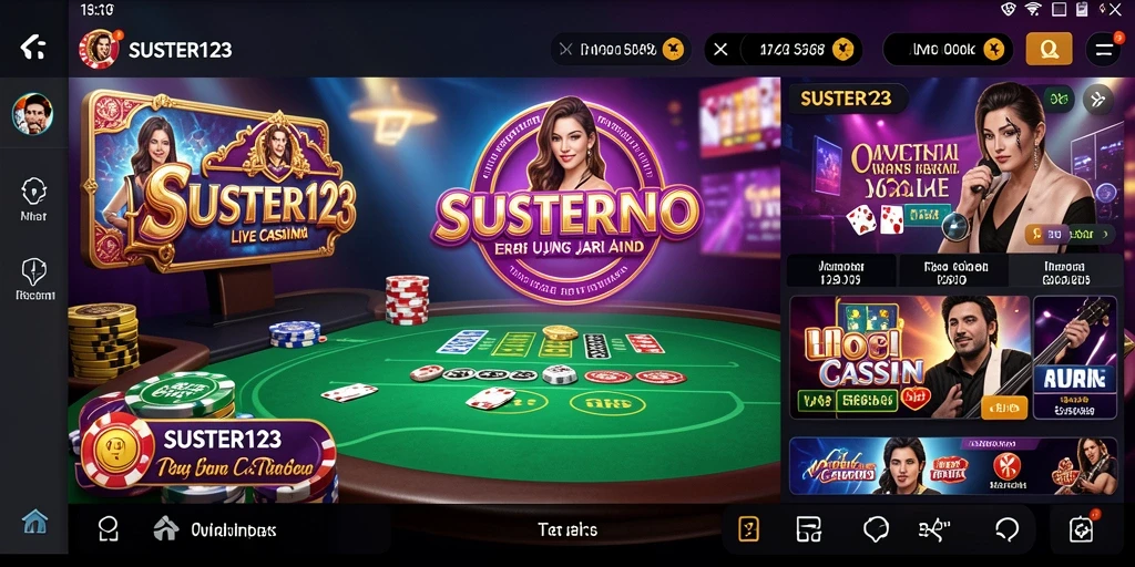 Screenshot gameplay SUSTER123 menampilkan suasana Live Casino yang mendebarkan.