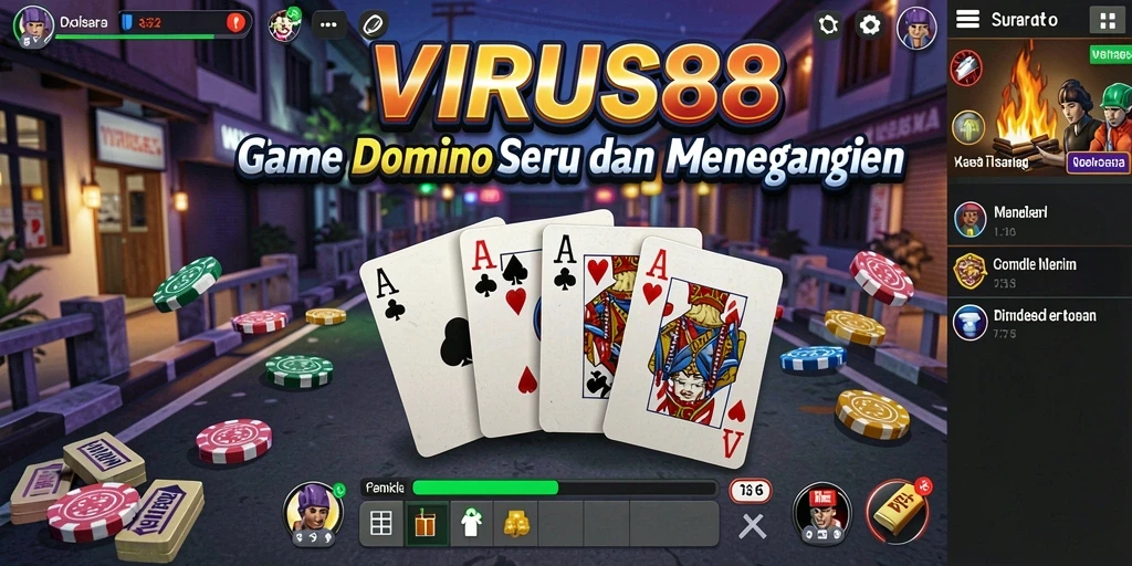 Tampilan gameplay Domino di VIRUS88 yang seru dan interaktif.